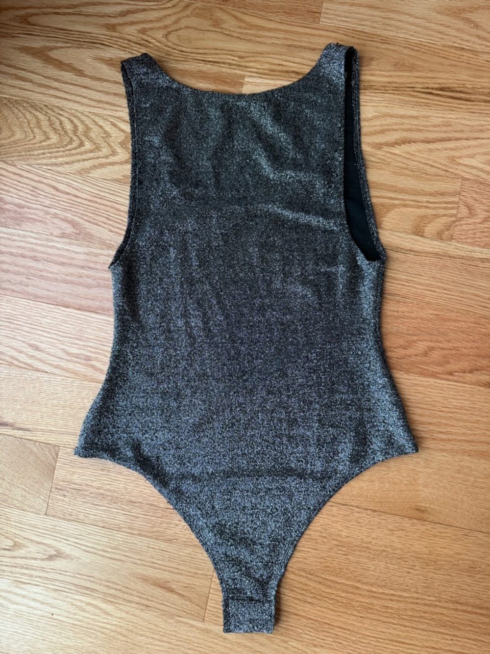 Reformation Saturn Bodysuit Glitter Black Silver Shimmer Sleeveless Size M - Picture 6 of 9